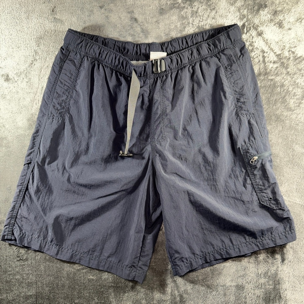 Columbia Mens‎ Navy Blue Nylon Cargo Hiking Shorts Integrated Belt Size L